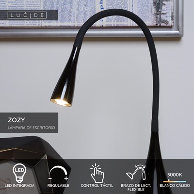 Lucide ZOZY - Lámpara de escritorio - LED Regul. - 1x4W 3000K - Negro